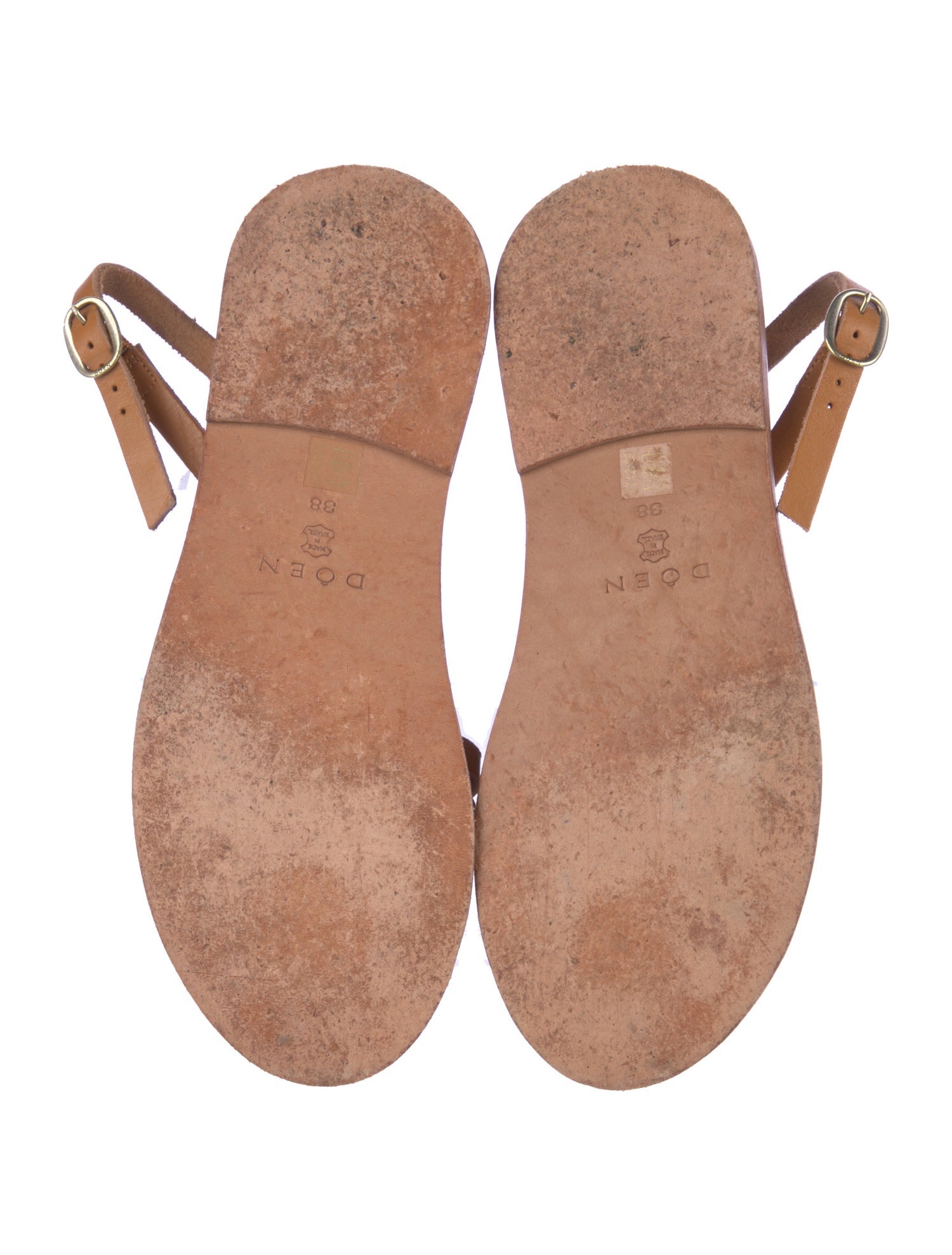 DÔEN Leather Cutout Accent Slingback Sandals